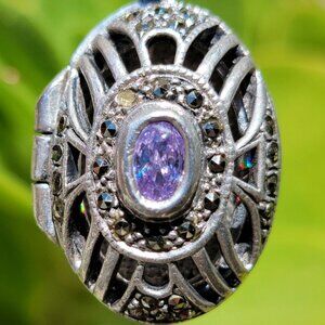 Sterling Silver 925 Amethyst Marcasite locket/pendant